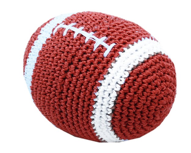 Knit Knacks Organic Cotton Pet, Dog & Cat Toy, "Snap The Football"
