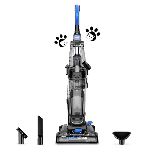 Eureka PowerSpeed Bagless Upright Vacuum Cleaner, Pet Turbo, Black - Blue - PowerSpeed NEU181A with Pet Tool