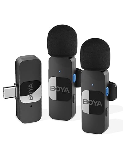Boya BY-V20 Micro Cravate, Micro Cravate sans Fil USB-C pour Smartphone Android/Type-C/Gopro/Action 2/3 Micro Smartphone pour Podcast Facebook Youtube Vlogging Enregistrement Vidéo - BY-V20(USB-C)