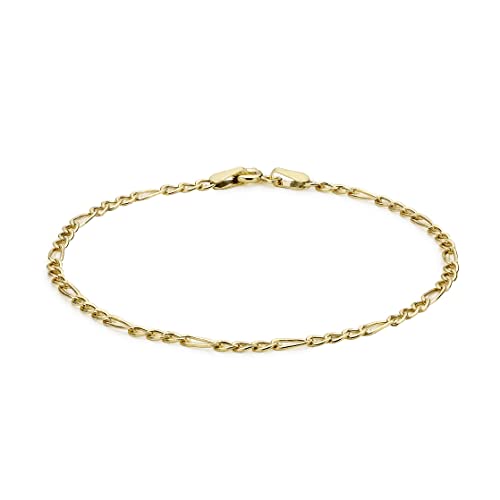 Carissima Gold Damen 9k (375) Gelbgold Hollow Figaro Fußkette - 23 cm/2 mm