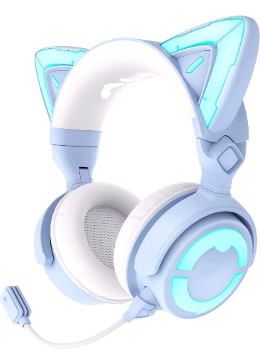 Amazon.com: YOWU RGB Cat Ear Headphone 4, Upgraded Wireless & Wired Gaming Headset with Attachable HD Microphone -Active Noise Reduction, Dual-Channel Stereo & Customizable Lighting and Effect via APP (Blue) : Video Games