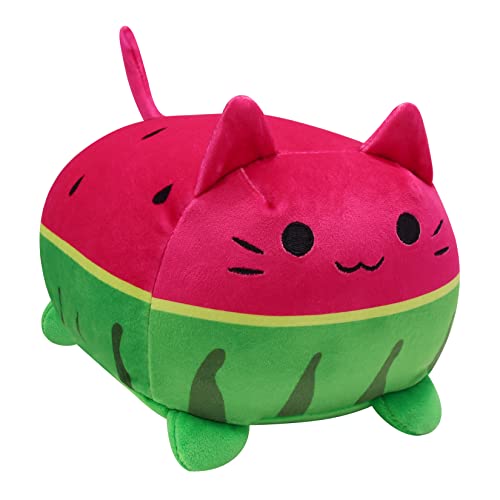 Desdfcer Watermelon Cat Stuffed Animal Toys, Watermelon Cat Plush, Fun Fruit Pillow and Toy Cat for Kids - Hugging Plush Pillow Toy Gifts for Kids Girlfriend - Plush Watermelon Cat