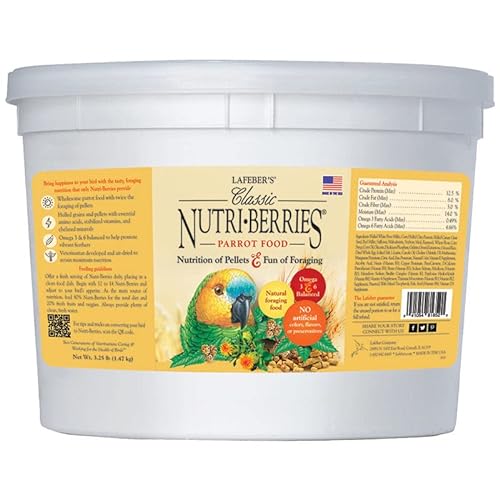 LAFEBER'S Classic Nutri-Berries Pet Bird Food, Made with Non-GMO and Human-Grade Ingredients, for Parrots, 3.25 lb - 3.25 Pound (Pack of 1)