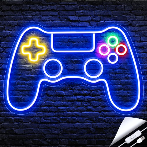 Kavaas Gamer Neon Sign, Game Controller Neon Sign for Gamer Room Decor - Gaming Neon Sign for Teen Boy Room Decor, LED Game Neon Sign Gaming Wall Decor - Best Gamer Gifts for Boys, Kids - 