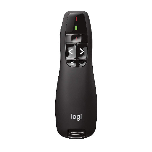 Logitech R400 Presenter, Kabellose 2.4 GHz Verbindung via USB-Empfänger, 15m Reichweite, Roter Laserpointer, Intuitive Bedienelemente, 6 Tasten, Batterieanzeige, PC - Schwarz - 