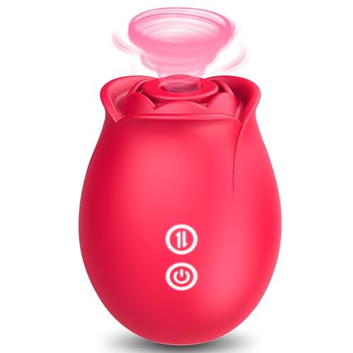 Rose Sex Toy Vibrator for Women -Rose Sucking Vibrator Clitoral Nipple Stimulator with 18 Modes, G-spot Dildo Vibrator Rose Sucker, Personal Massager for Women Female Couples Adult Sex Games - Dark Red