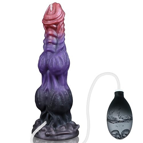 9.6" Monster Dildo Squirting Dildo Silicone Ejaculating Dildo with Knots, Fantasy Dildo Thick Dragon Dildo Horse Dildo with Strong Suction Cup, Huge Dog Dildo Soft Anal Dildo, Adult Toys for Women Men