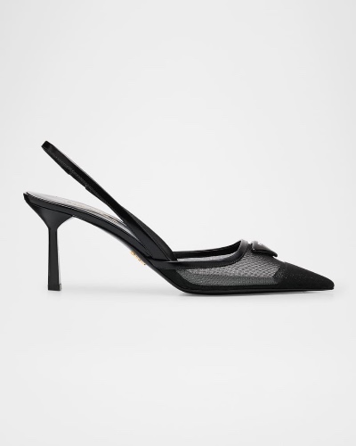 Rete Nylon Mesh Slingback Pumps