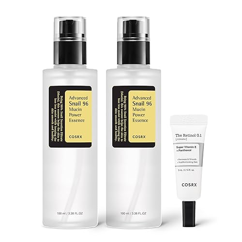 COSRX Glass Skin Starter Set, Amazon Exclusive, Advanced Snail 96% Mucin Power Essence & Retinol 0.1% Cream Mini Sample, Daily Hydrating & Firming Korean Skin Care Kit, Gift Set