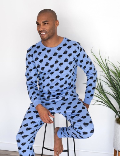 Men's Cotton Bunny Pajamas - bunny-blue / Medium
