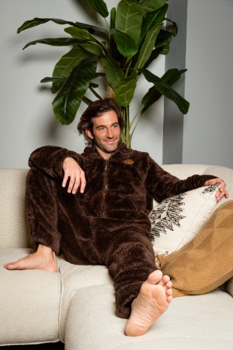 Men's Knuffle Fleece Onesie - Brown / M