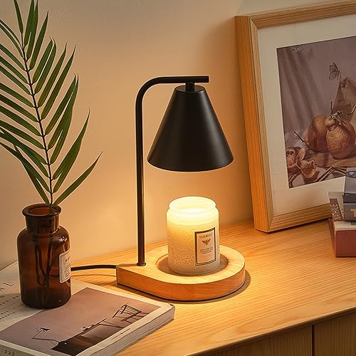 Candle Warmer Lamp - Dimmable Candle Lamp Warmer with Timer Electric Candle Warmer Light for Jar Candles, Scented Wax Melt Warmer with 2 Bulbs for Home Decor Gifts for Women Men (Black) - Black