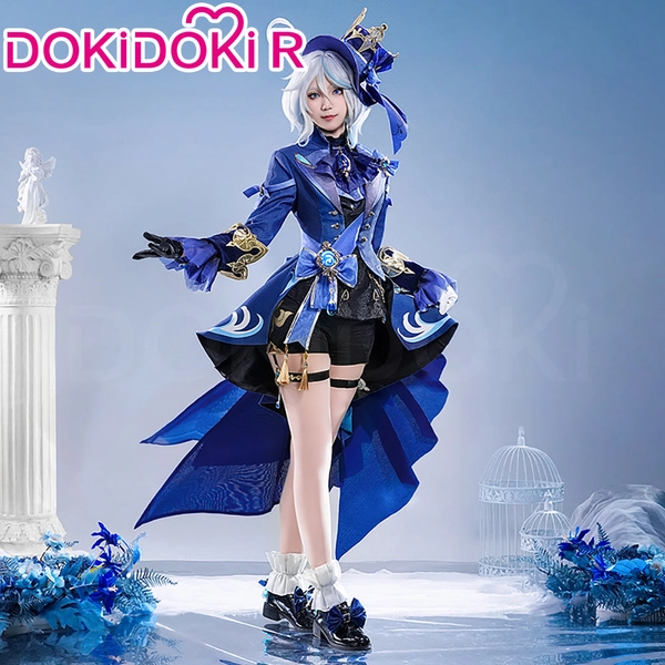 【Size S-3XL】DokiDoki-R Game Genshin Impact Cosplay Dark Furina Costume Fontaine Focalors