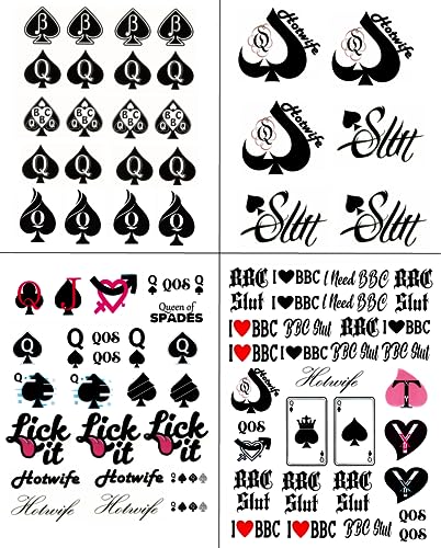 4 Sheets BBC Queen of Spades Temporary Tattoo Sticker