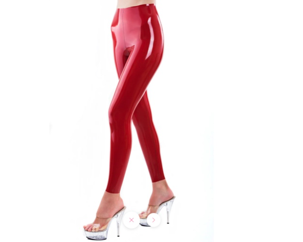 Red latex leggings