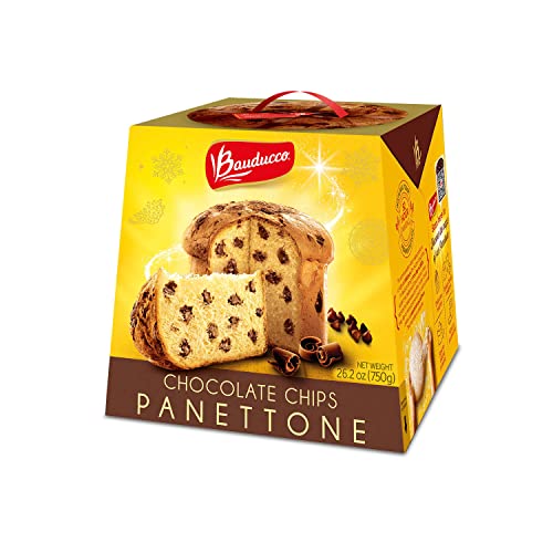 Bauducco Panettone Chocolate, Moist & Fresh, Traditional Italian Recipe, Italian Traditional Holiday Cake, 26.2oz - Chocolate Chip - 26.20 Ounce (Pack of 1)