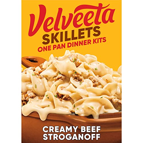 Velveeta Skillets Creamy Beef Stroganoff One Pan Dinner Kit with Cheese Sauce (Pasta & Seasonings, 11.6 oz Box) - Creamy Beef Stroganoff