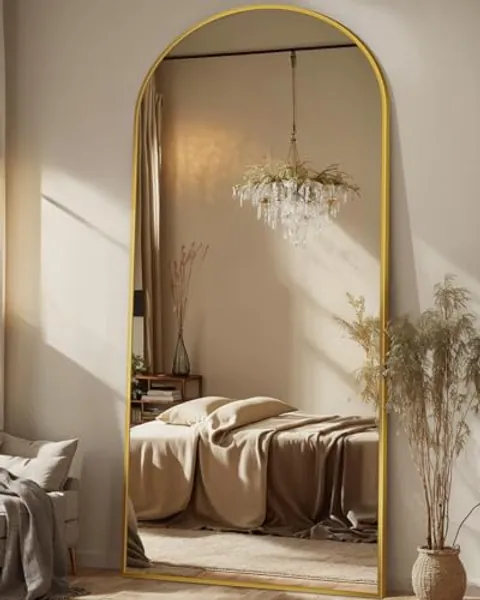 Antok Full Length Mirror, 71"x28" Floor Mirror Freestanding, Oversized Floor Standing Mirror Full Body Mirror with Stand for Bedroom, Hanging Mounted Mirror for Living Room Cloakroom, Gold