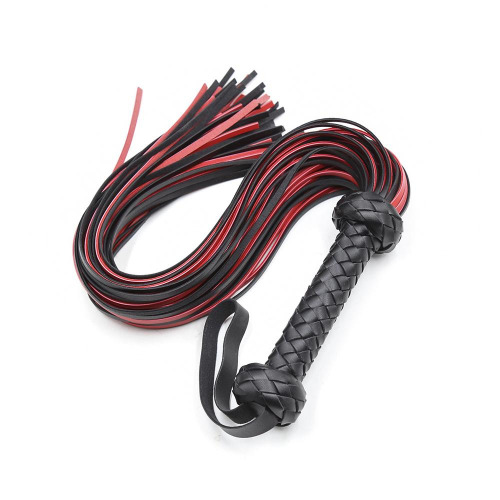 Faux Leather Riding Crop: Whip Cosplay Accessory - Black/Red