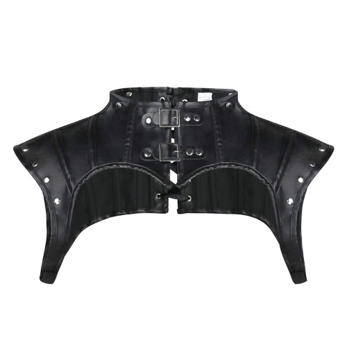Charmian Women's Steampunk Gothic Leather Costume Shoulder Jacket Shrug Armor - Small Black