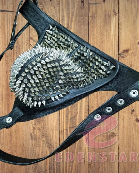 100% Real Leather Jockstrap Gay Adult Jock Strap Underwear Men's Thong Spiked Leather Jockstrap G-String with Studs Fetish leather Jockstrap