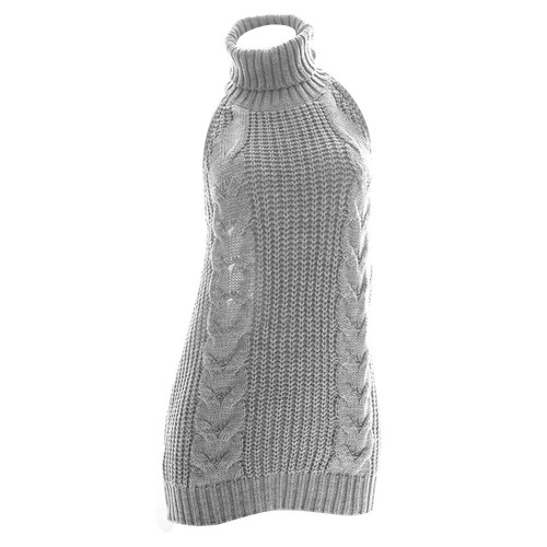 YOMORIO Womens Anime Virgin Killer Sweater Japanese Turtleneck Knitted Underwear Backless Pullover - Grey