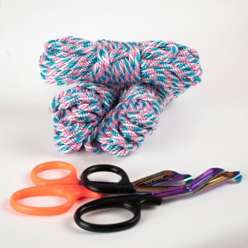 Pride Rope Sets! – Pride Twists – 1/4" 6mm MFP – Pride Themed Bondage Rope | Trans / 3x 30ft bundles / Rainbow Blade + UV Handles