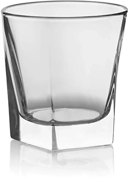 Circleware 10131 Ice Cube Heavy Base Whiskey Glass, Set of 4, Kitchen Entertainment Drinking Glassware for Water, Juice, Beer and Bar Liquor Dining Decor Beverage Cups Gifts, 10 oz,
