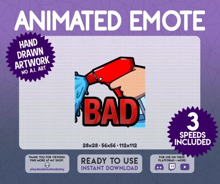 Red Spray Bottle BAD Emotes | ANIMATED + STATIC red bad emotes | Animated in 3 Speeds! | red animated emote, red animated text emote, emojis