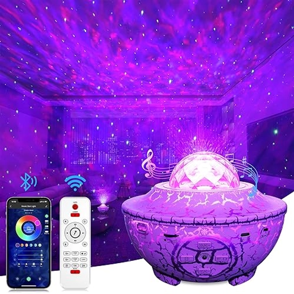Mexllex Galaxy Projector, Star Projector Light Color Changing Night Light with Bluetooth Speaker, USB Projector Light with Timer, APP&Remote Control, Projector Lamp for Kids Adults Room Decoration