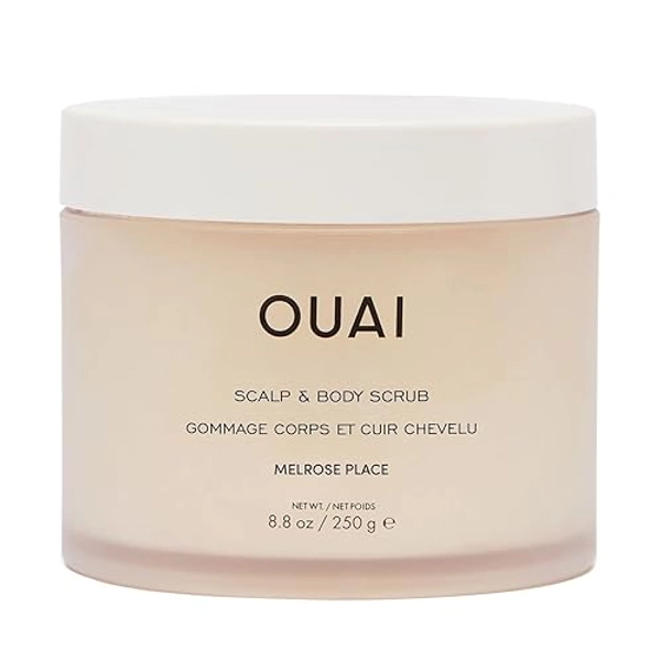 OUAI Scalp & Body Scrub, Melrose Place - Exfoliating Body Scrub with Sugar & Coconut Oil Blend for Smooth, Moisturized Skin - Gentle Scalp Scrub for Removing Product Build Up (8.8 Oz)