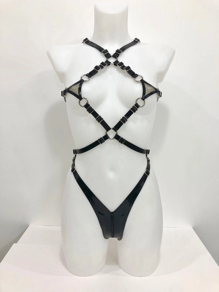 Black latex Pentagram harness #4 style