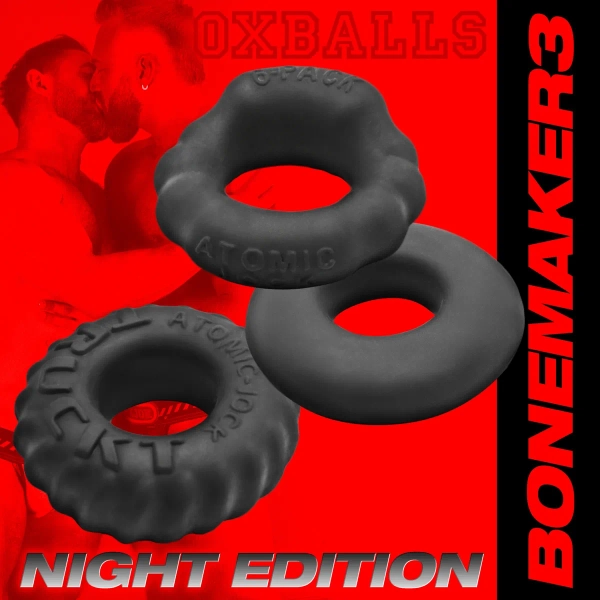 BONEMAKER 3-pack boner cockring kit plus+SILICONE™ special edition NIGHT
