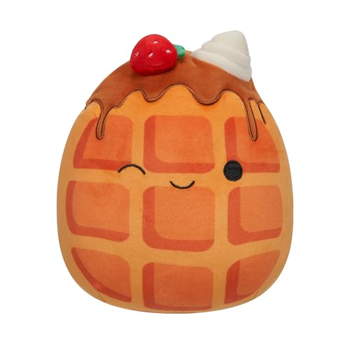 Squishmallows SQCR05376 7.5-Inch-Weaver The Waffle with Strawberries and Whipped Cream, Multicolour - Waffle