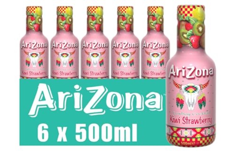 Arizona Kiwi Strawberry Fruit Juice, Pack of 6 x 500ml PET Bottles, Delicious Fruity Drink, No Artificial Flavours, No Artificial Preservatives