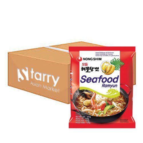 Nongshim Hamultang Seafood Noodle Ramyun, 125g Packages (Pack of 20)
