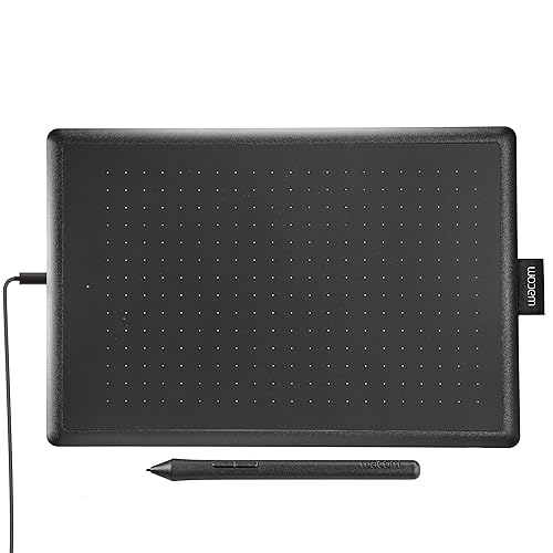 One by Wacom Drawing Tablet, Medium 10.9" x 7.4" Compact Graphics Tablet, Student Beginner Creative Pen Digital Drawing Pad for Chromebook, Mac, Windows - Black & Red - Medium - Wired