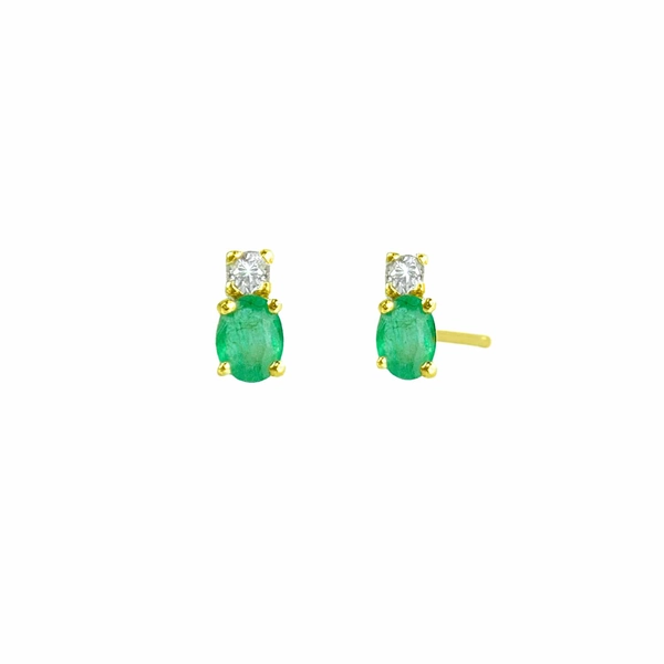 18k Gold earrings with emeralds and diamonds