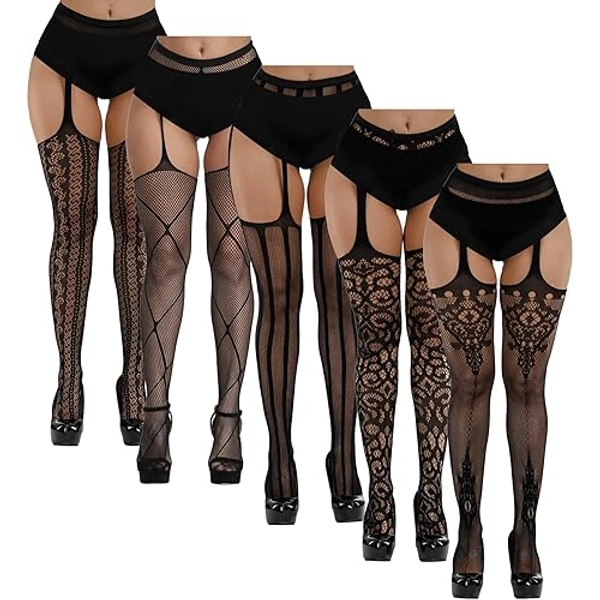 FULLSEXY Plus Size Fishnet Stockings, Fishnet Tights Thigh High Stockings Pantyhose for Women