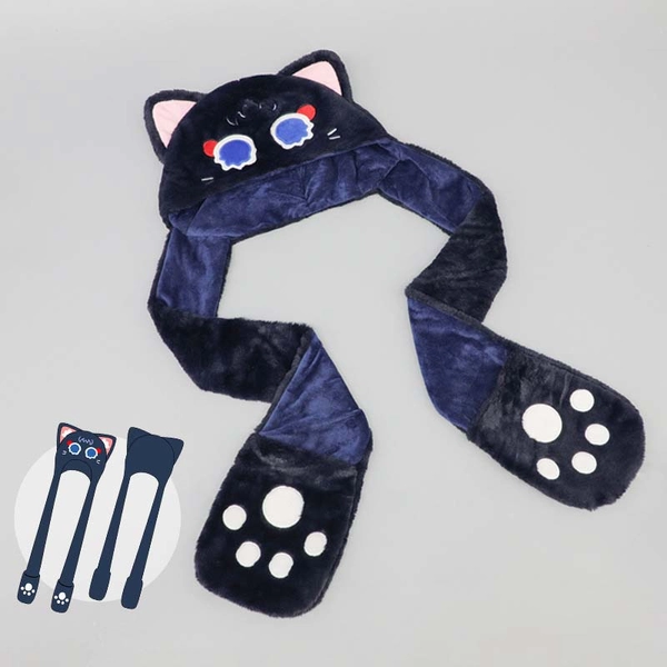 Scaramouche Plush Hat Genshin Impact Cosplay Hat Cozy Wanderer Scarf