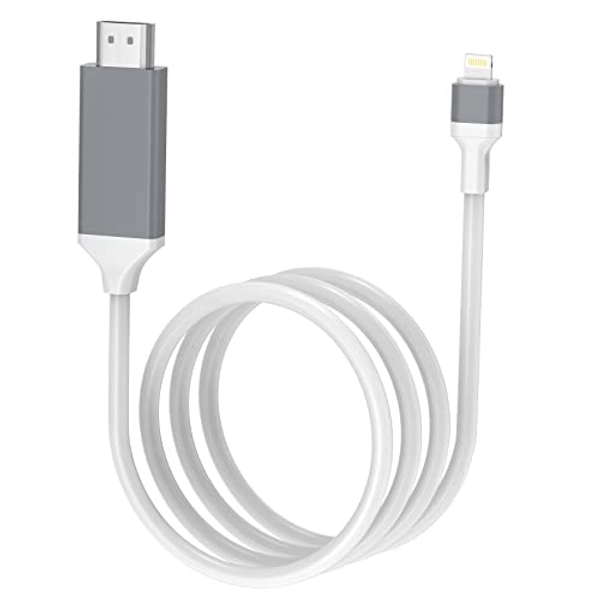 [Upgraded] Lightning to HDMI Adapter, Apple MFi Certified 1080P HDTV Cable Adapter Compatible with iPhone,iPad Digital AV Sync Screen Connector on HD TV Monitor Projector-NO Need Power Supply (White)