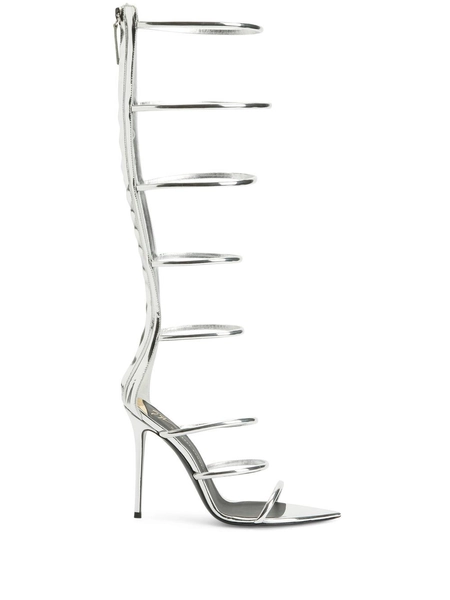 Giuseppe Zanotti 105mm knee-high Gladiator Sandals | Silver | FARFETCH IT