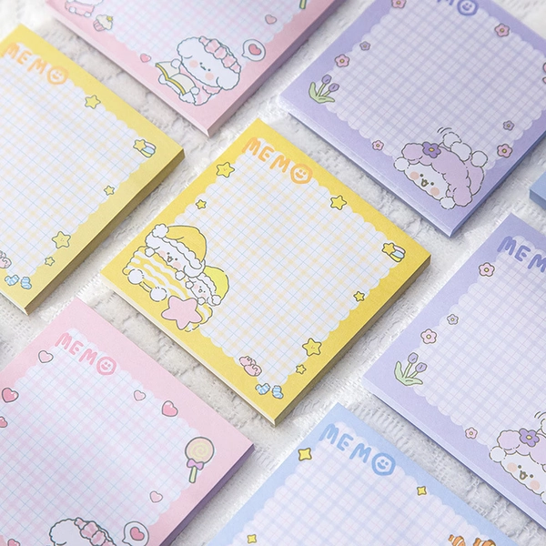 Cute Sticky Notes, Kawaii Sticky Notes Cute Stationary 8.0x8.0 CM Cartoon Series Self-Stick Note Pads Fun Office Supplies Post It Notes