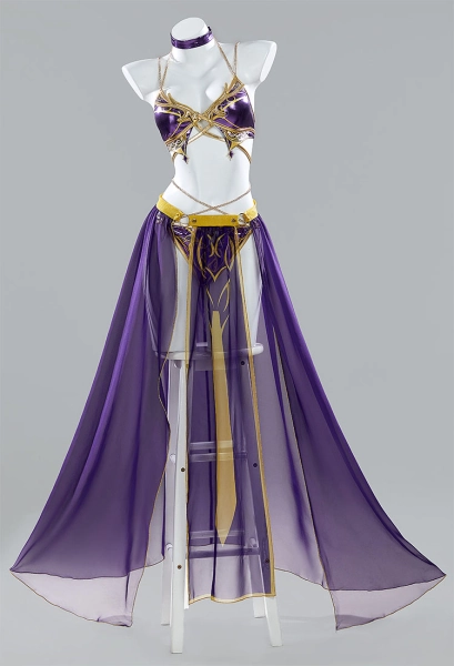 Shadowheart Derivative Bikini Set Swimsuit Halter Top and Panty Two-Piece Bathing Suit with Chiffon Wrap Skirt