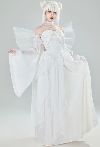 Fantasy Elegant Princess Serenity Style Dress Set Vintage Fairy Dress and Neckpiece with Sleeves