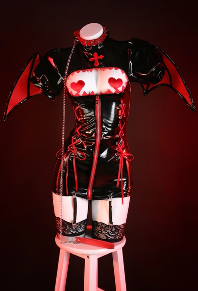 Power Derivative Nurse Uniform Halloween Sexy Lingerie Set Dress and Wings with Gloves and Stockings