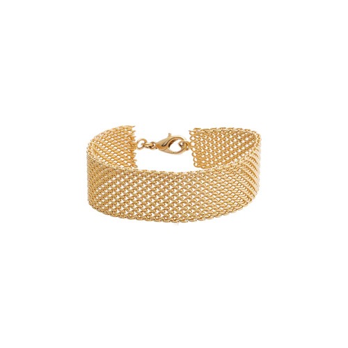 Wide Mesh Chain Bracelet - Gold