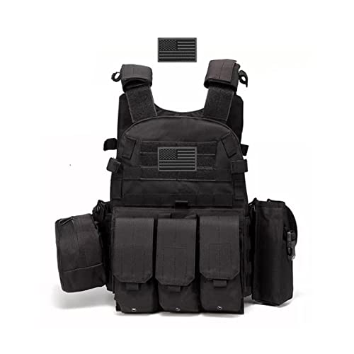 AZB Tactical Vest for Men Adjustable Airsoft Vest Quick Release Breathable Paintball Vest - Black