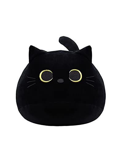 iBccly Black Cat Plush Toy: Soft, Stuffed Animal Pillow, Baby Sofa Decoration, Cat-shaped Design - Black