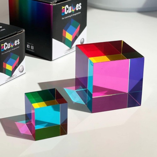 CMY Cubes® - Original CMY Cube (50mm) - Color Cube - Optical Cube - Cyan, Magenta, Yellow - Subtractive Color Mixing, Diamond Polished, Scientific and Educational Toys, Gorgeous Physics Toys - 
